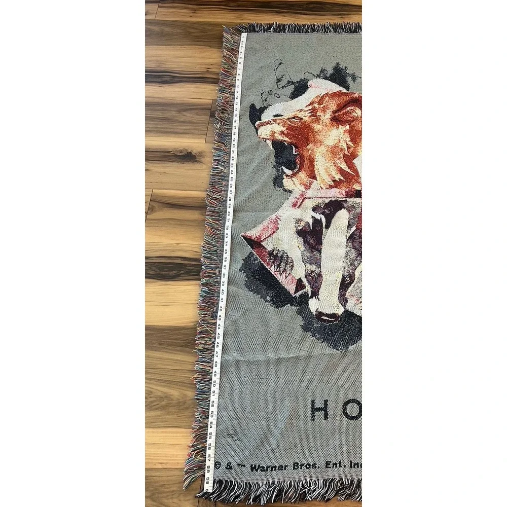 Hogwarts Woven Tapestry Throw Blanket Harry Potter Lion Snake Eagle Fringe